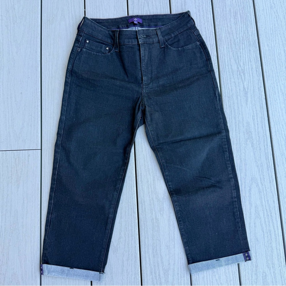 NYDJ Crop Pant, black denim Not Your Daughter’s Jeans capris - Picture 2 of 4